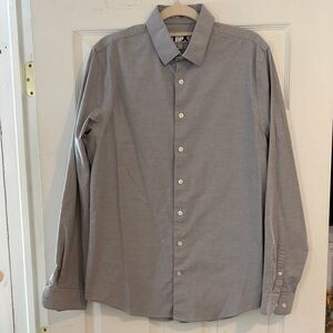 Express 1MX Fitted Men's Gray Button-Up Shirt
